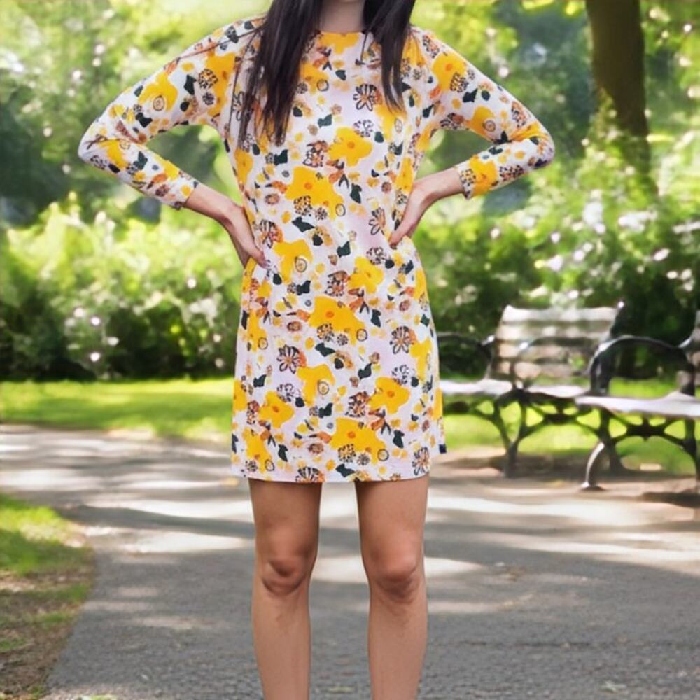 Nooworks Vittoria Daisy Whimsy Mini Shift Dress Small USA Mod Retro Inspired